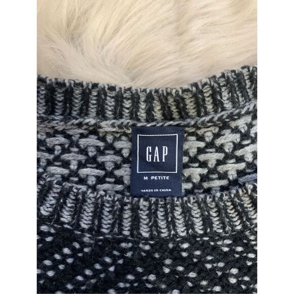 GAP black and gray long sleeve knit wool sweater, crew neck, pullover Petite Med - Picture 3 of 6